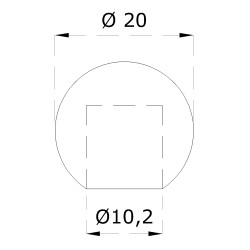 Guľa koncová ø 20 mm na trubku ø 10 mm, brúsená AISI 304 Guľa koncová ø 20 mm na trubku ø 10 mm, brúsená AISI 304